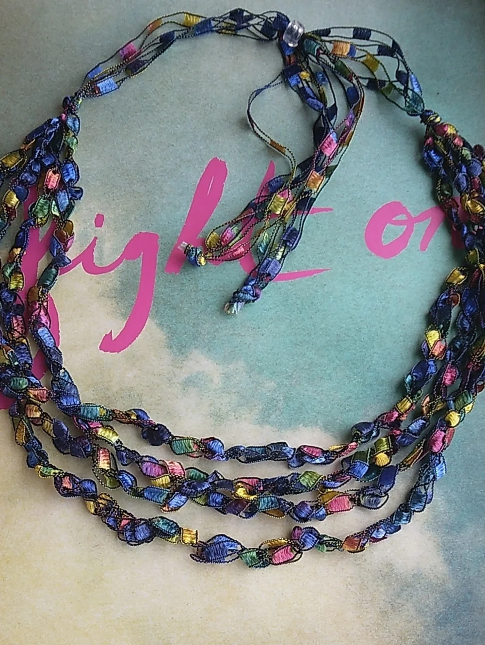 Handmade Rainbow Ladder Ribbon Statement Necklace